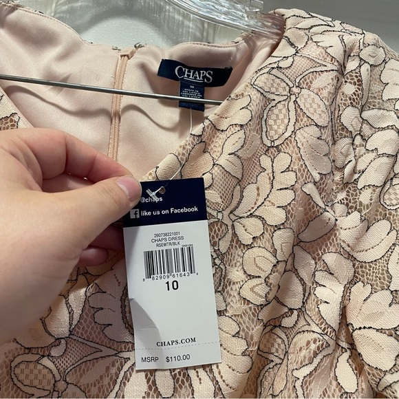 NWT Chaps Light Pink Lace Bell-Sleeve Sheath Dress Size 10 - Picture 5 of 6